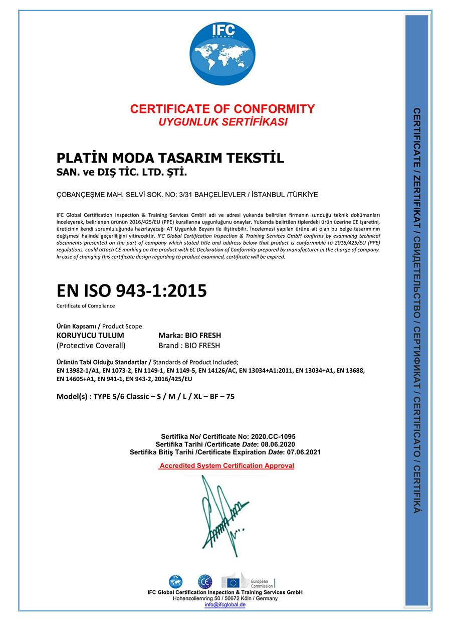 Tulum ISO 943 Sertifikası